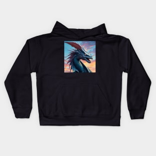 Ferocious Intricate Blue and Pink Dragon Kids Hoodie